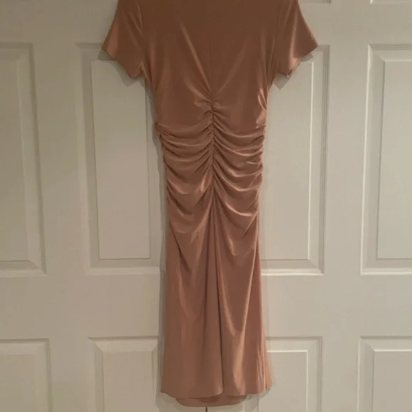 Norma Kamali Tan  Ruched Cocktail Dress - Picture 3 of 4